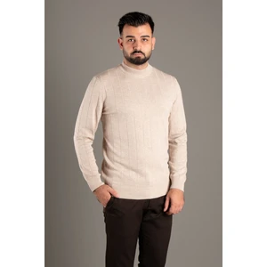 Zeki Özer Erkek Bej Desenli Balıkçı Triko