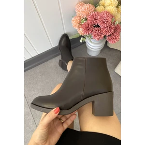 Kahverengi  Cilt 6 cm Kalın Topuklu Şık Günlük Kadın Bot TMD202471