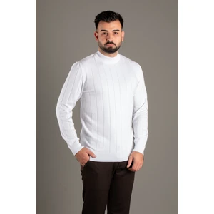 Zeki Özer Erkek Beyaz Desenli Balıkçı Triko