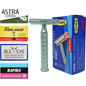 Jiletli Tıraş Makinesi, Sakal Tıraş Aparatı, Jilet Takılabilir Tıraş Aleti, 25 Adet Karma Jilet