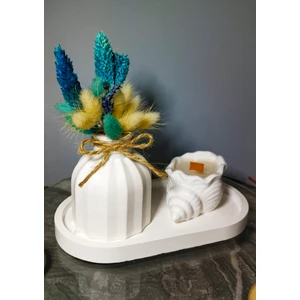 Dekoratif Mini Vazo & Deniz Kabuklu Mum Seti – El Yapımı Şık Tasarım