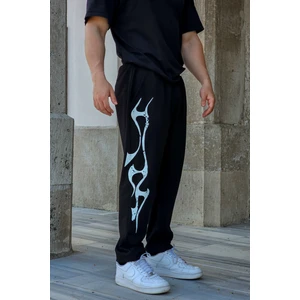 Inferno Streak - Erkek Siyah Eşofman Altı Lastikli Paça Rahat Kesim Cepli Jogger