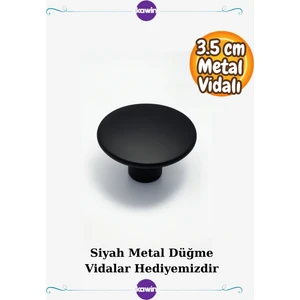Mat Siyah Mantar Düğme Yuvarlak Kulp Dolap Çekmece Kulp Vidalı Daire Kulbu