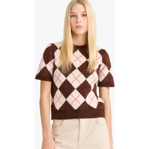 Slim Fit Dar Kesim Bisiklet Yaka Baklava Desenli Triko Kazak G2469AX25WN