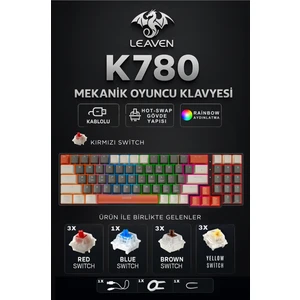 K780 Kablolu Mekanik Rgb Işıklı Klavye 78 Tuşlu Kompak ve Şık Tasarım Ingilizce Q Klavye Ev ve Ofis Klavyesi