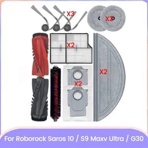 Roborock Saros 10 / S9 Maxv Ultra / G30 Yedek Parçaları için 14 Adet Vakum Ana Yan Fırça Hepa Filtre Paspas Pedi Toz Torbası (Yurt Dışından)