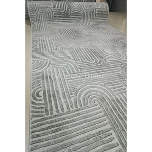 NarStore Home Elit Osso Gri Beyaz Kabartmalı Kaymaz Taban Yıkanabilir Kesme Yolluk Halı