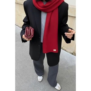 Kırmızı Triko Örgü Atkı Şal Omuz Şalı