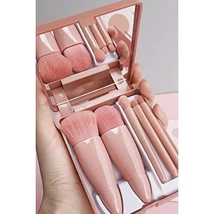 H&E Luxury Design 5'li Taşınabilir Profesyonel Makyaj Fırçası Seti Aynalı Şık Renkli Kullanım