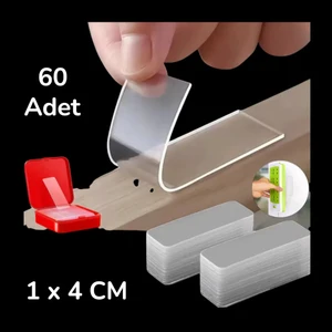 60’lı Güçlü Şeffaf Çift Taraflı Monte Bant Seti – Çok Amaçlı Yapıştırıcı Çözüm 1 x 4 cm