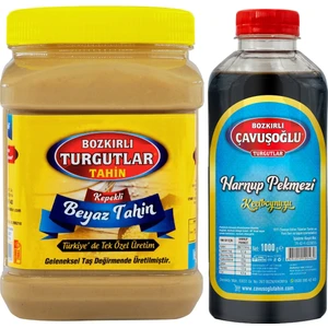 Bozkırlı Turgutlar Beyaz Tek Kavrulmuş Özel Üretim Kepekli Bozkır Tahini 930g + Keçiboynuzu (Harnup) Pekmezi 1 Kg