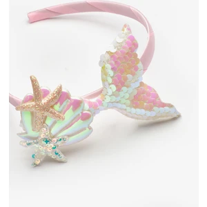 Le Mabelle Beyaz  Payetli Deniz Kızı Figürlü Kız Çocuk Taç