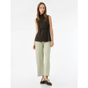 Yüksek Bel Düğmeli Cepli Rahat Kalıp Geniş Paça Denim Pantolon - Culotte Jeans