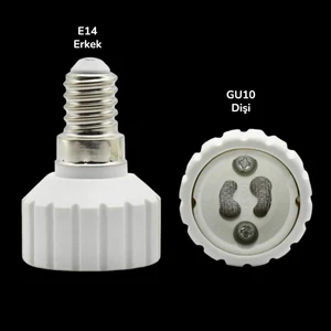 E14 Erkek – GU10 Dişi Duy Dönüştürücü Ampul Adaptörü Lamba Çevirici Aparat
