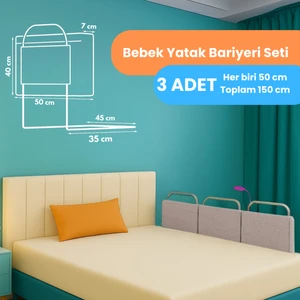 Yeni Nesil Bebek ve Çocuk Yatak Bariyeri 150 cm ( 50*40*7 cm 3 Adet) (Minder Olarak Kullanıma Uygun)