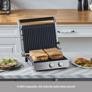 Grilliant 1344H Inox Gövdeli Döküm Plakalı Tost ve Izgara Makinesi