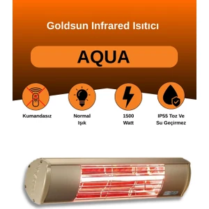 Aqua 1500 Watt GSA15 Kumandasız Suya Dayanıklı Elektrikli İnfrared Isıtıcı-Bej