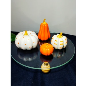 El Yapımı Seramik Balkabağı Seti – 4’lü El Yapımı Sonbahar Temalı Aksesuar