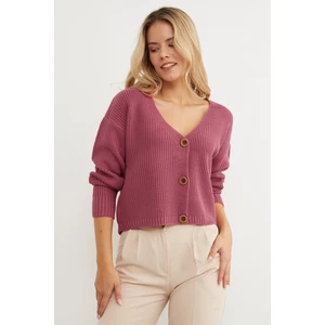 Düğmeli V Yaka Triko Hırka