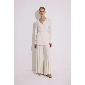 Bağlamalı Dökümlü Kimono Inci