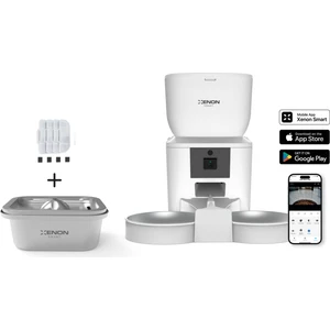 Xenon Smart Akıllı Çift Hazneli ve Kameralı Mama Kabı Ultra Sessiz Çelik Su Pınarı ve Yedek Filtre Seti