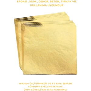 Altın Yaprak Varak 20 Sayfa / Epoksi Reçine Altın Varak 16X16CM / Epoksi Altın Folyo Varak 2X-B16