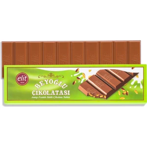 Elit Çikolata Meşhur Beyoğlu Çikolatası Antep Fıstıklı Sütlü Tablet Çikolata 300g Glutensiz