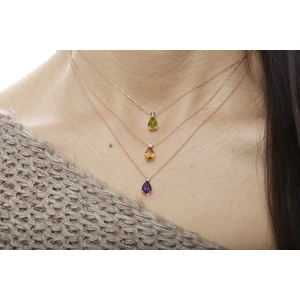 Ariş Pırlanta Pdy00843-0373 Pırlanta Damla Ametist Kolye