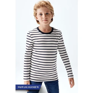 Erkek Çocuk Interlok Uzun Kollu T-Shirt Ekru Renk