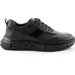 Siyah Hakiki Deri Erkek Sneaker E01958179203