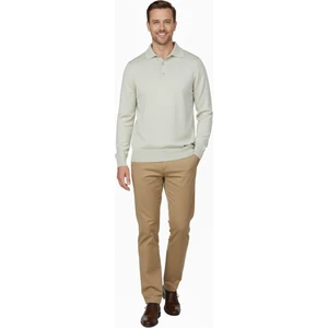 Erkek Yünlü Dokuma Kazak Cepsiz Polo Yaka Düz Renk Klasik Model Rahat Kesim Tam Kalıp