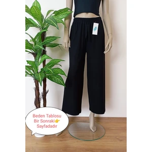 Kadın  Düz Renk Geniş Paça Pamuklu Penye Basic Pantolon