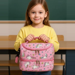 Beslenme Çantası Termoslu Kız Erkek Çocuk Okul Yemek Termal Çanta Anaokulu 2 Bölmeli Isı Yalıtımlı