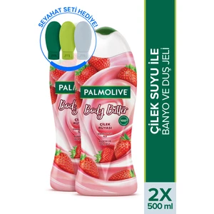 Body Butter Çilek Rüyası Banyo ve Duş Jeli 500 ml x 2 Adet + Seyahat Kiti Hediyeli