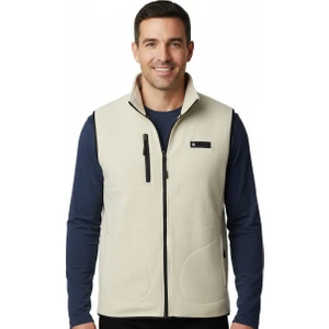 Erkek Kışlık Polar Yelek Önü ve Cepleri Fermuarlı Hakim Yaka Rahat Kesim Tam Kalıp