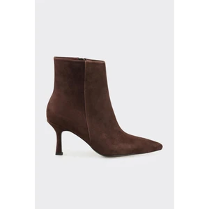 Kahve Deri Kadın Klasik Bot