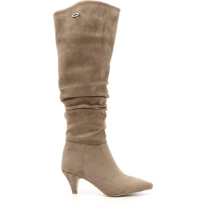 Kadın Vizon Süet Sivri Burun Körüklü İnce Topuklu Çizme