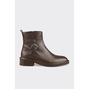 Kahve Deri Kadın Klasik Bot