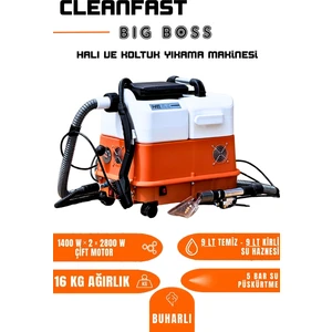 Cleanfast Big Boss Çift Motorlu Buharlı Koltuk Halı Yıkama Makinesi Profesyonel