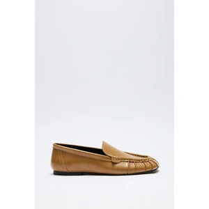 Loafer 2509 - Büzgülü Karamel Kadın Loafer