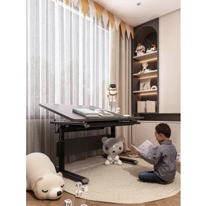 Creo Mobili Vega Simple Minimalist Ofis Masası Yüksek Ayarlı ve Eğimli Çalışma Masası - 130x70 Cm, Antrasit/Gri