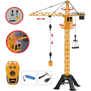 Learning Fun 99CM Işıklı Şarjlı Full Fonksiyon Metal Alaşım Kule Vinç Uzaktan Kumandalı Inşaat Oyuncakları