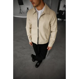 Erkek Regular Fit Yakalı Içi Kürklü Deri Ceket