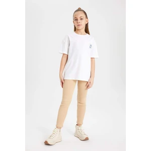 Kız Çocuk Uzun Boy Fitilli Kaşkorse Basic Düz Tayt B6403A824SM