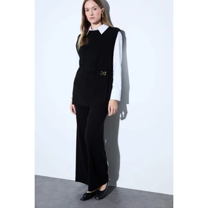 Relax Fit Triko Pantolon Basic Düz Beli Lastikli Geniş Paça V0088AZ25WN