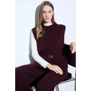 Bisiklet Yaka Kemer Detaylı Triko Süveter F0156AX25WN