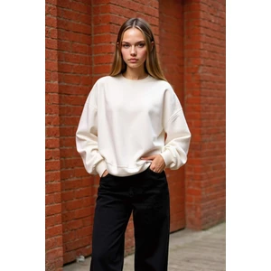 Coool Oversize Geniş Kalıp Bisiklet Yaka Basic Düz Kalın İçi Yumuşak Tüylü Sweatshirt D9022AXNS