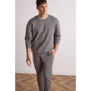 Boxy Fit Bisiklet Yaka Basic Düz Pike Sweatshirt E1519AX25AU