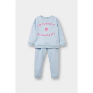 Kız Bebek 2'li Takım Baskılı İçi Yumuşak Tüylü Sweatshirt Eşofman Altı F0548A525WN