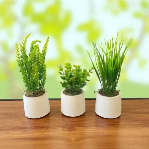 El Yapımı Mini Beton Saksıda 3'lü Yapay Çiçek Aranjman Anneler Günü Sevgililer Günü Hediyelik Eşya